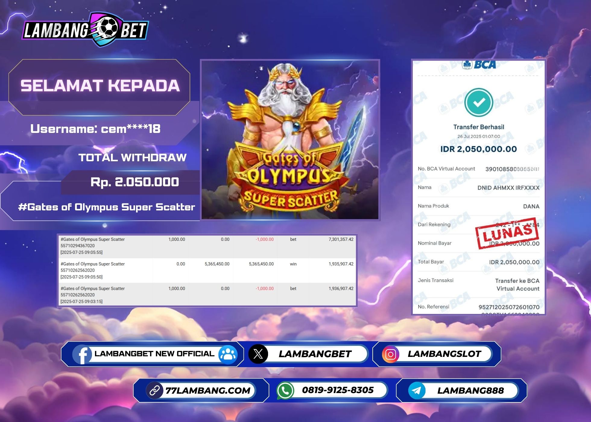 LAMBANGBET [23 JULY 2025] JACKPOT LIVE CASINO Roulette "Rp2.600.000" LUNAS